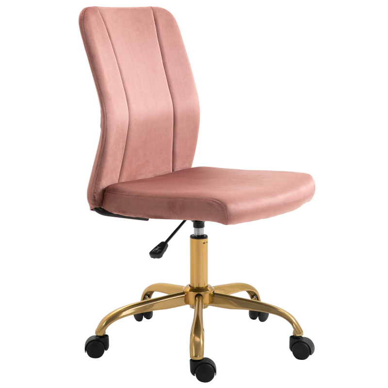 Vinsetto Bürostuhl im zeitgenössischen Design, drehbarer 360° ergonomischer Stuhl, gebogener Rückenlehne, höhenverstellbar, Samtbezug 56 x 60 x 102 cm rosa und gold Aosom – Bild 1 von 2