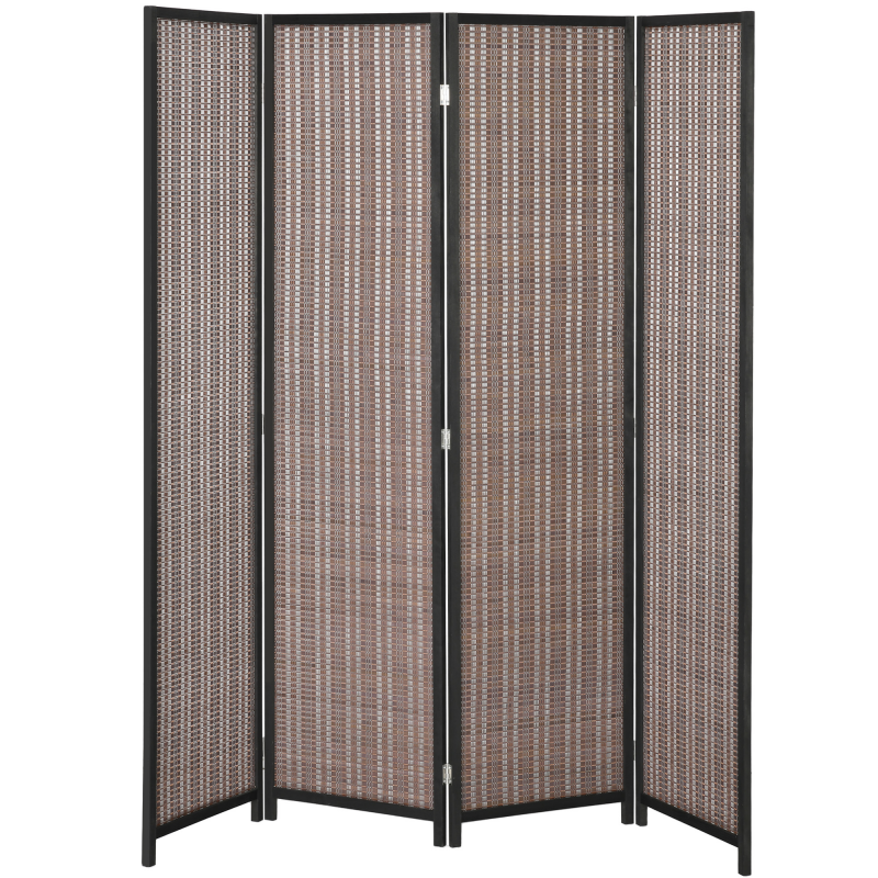 HOMCOM Innenraum-Paravent aus Holz 4 Paneele 180 x 180 cm faltbarer Raumteiler Trennwand für Wohnzimmer Schlafzimmer Homeoffice, braun Aosom – Bild 1 von 2