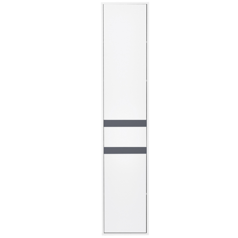 HOMCOM Hochschrank Badezimmer Aufbewahrung Zeitgenössischer Stil 2 Schränke 3 Regale und Schublade Ausziehbar Spanplatten Weiß Aosom – Bild 1 von 2