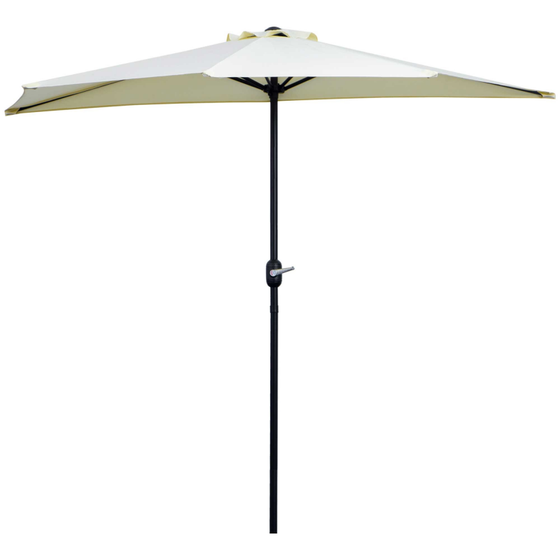 Outsunny Halber Sonnenschirm Ø 2,6 m, Sonnenschirm für Balkon 5 Stahlstreben Polyester beige Aosom – Bild 1 von 2