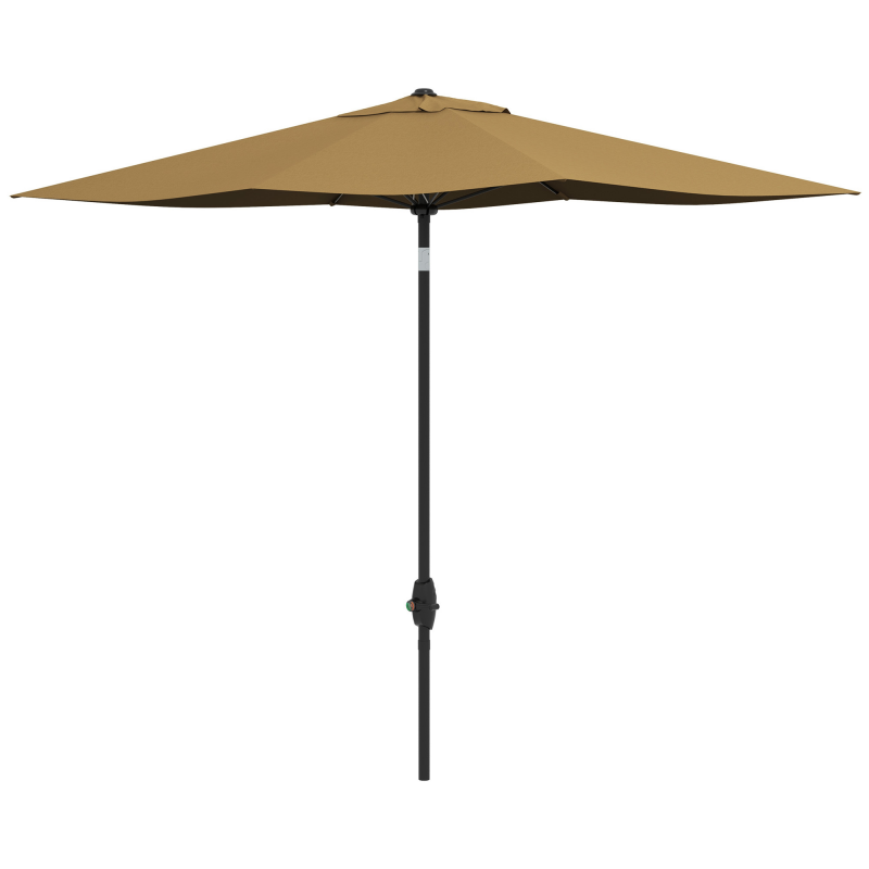Outsunny Garten Sonnenschirm Rechteckiger Sonnenschirm neigbar 2 x 3 m mit Kurbel wasserdichte Polyesterbespannung 180 g/m² in Braun Aosom – Bild 1 von 2