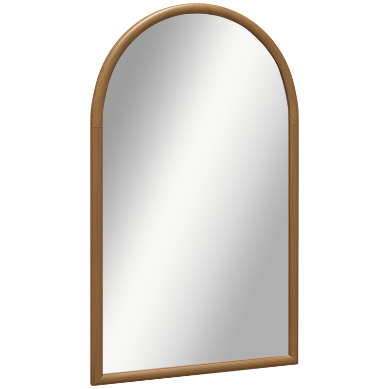 HOMCOM Wandspiegel Bogenform, 110 x 65 cm Holzrahmen, Bogenförmiger Spiegel für Wohnzimmer, Schlafzimmer, Eingangsbereich, Dunkelbraun Aosom – Bild 1 von 2