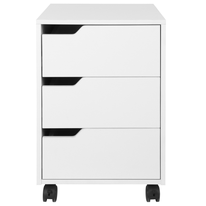 Büroschrank auf Rollen mit 3 abschließbaren Schubladen 40 x 50 x 57,5 cm MDF Weiß Aosom – Bild 1 von 2