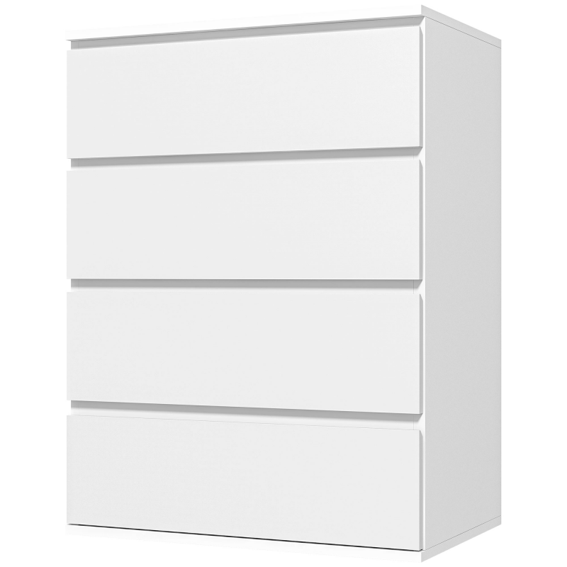 HOMCOM Kommode 4 Schubladen Schlafzimmer Aufbewahrungsmöbel modernes Design minimalistischer Stil mit sanftem Schließmechanismus, für Schlafzimmer, Wohnzimmer - 60 x 40 x 80 cm, Weiß Aosom – Bild 1 von 2