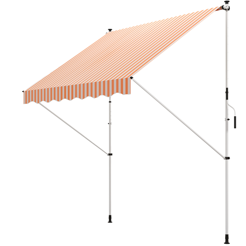 Outsunny Markisenstore Manuell ausziehbarer Teleskop-Auvent ohne Bohren 3L x 1,5l m Einstellbare Neigung und Höhe Schnelle Installation Metall Alu Polyester UV-Schutz Orange Weiß gestreift Aosom – Bild 1 von 2