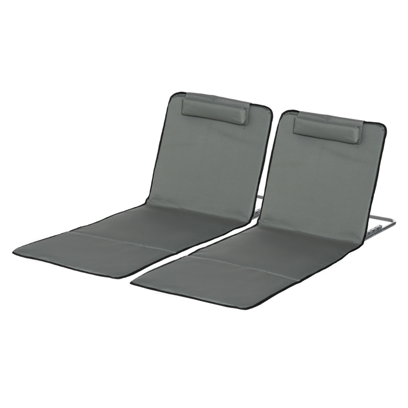 Outsunny Set mit 2 klappbaren Strandmatten mit verstellbarer Rückenlehne in 5 Positionen, verstellbare Kopfstütze, Oxford-Gewebe, inklusive Transporttasche, Abmessungen 124L x 53B x 35-45H cm Aosom – Bild 1 von 2