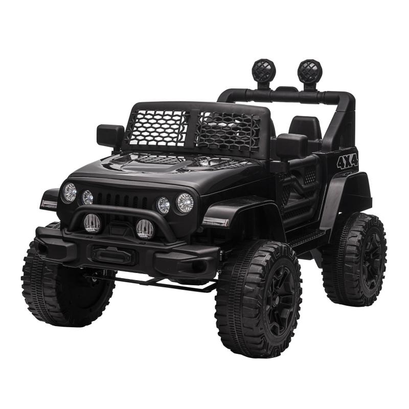 HOMCOM Elektrisches 4x4 Kinderauto 12V mit Fernbedienung, Scheinwerfern und Hupe - 3-6 Jahre - schwarz Aosom – Bild 1 von 2