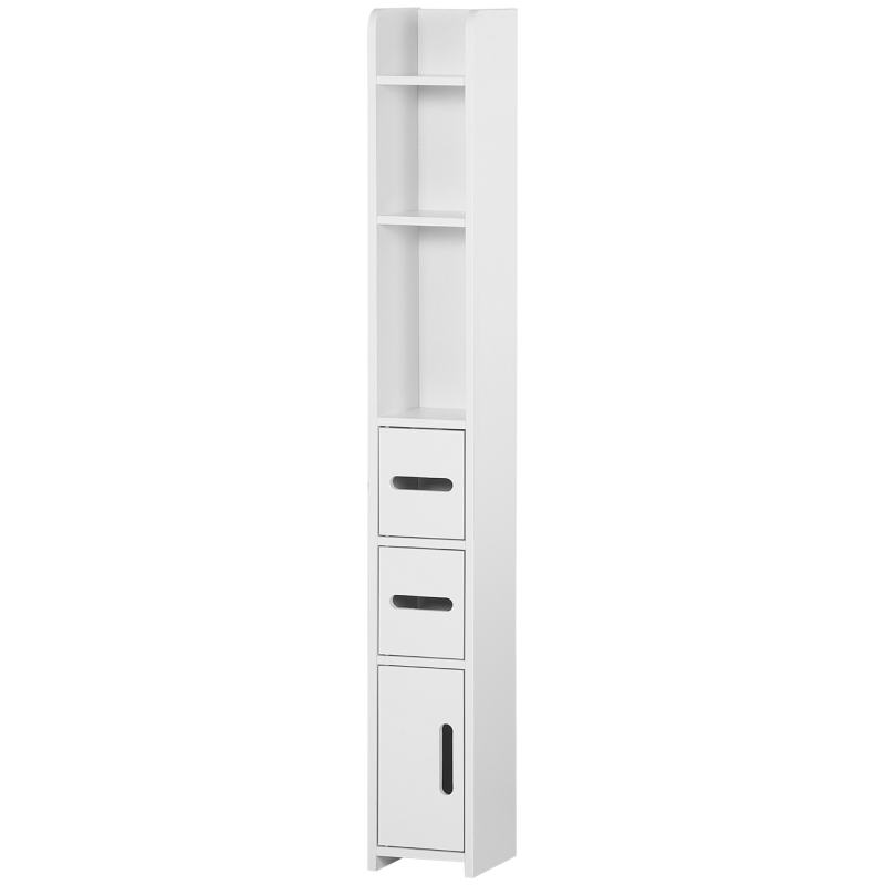kleankin Hochschrank Badezimmerschrank Toilette mit Regalen und Schränken - 15 x 17 x 120 cm - weiß Aosom – Bild 1 von 2