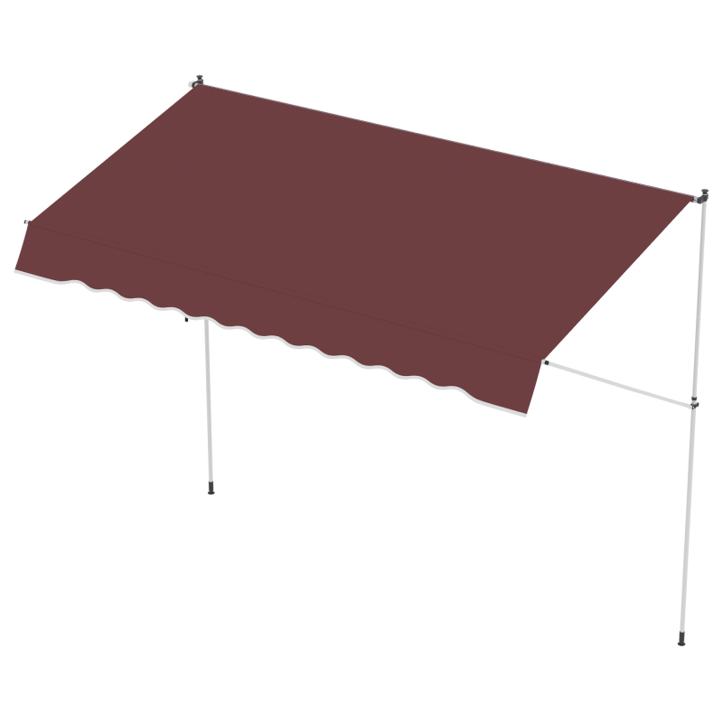 Outsunny Manuelle ausziehbare Markise Teleskopisches Verdeck ohne Bohren 3L x 1,5B m Verstellbare Neigung und Höhe Schnelle Installation Metall Alu Polyester UV-beständig Bordeaux Aosom – Bild 1 von 2