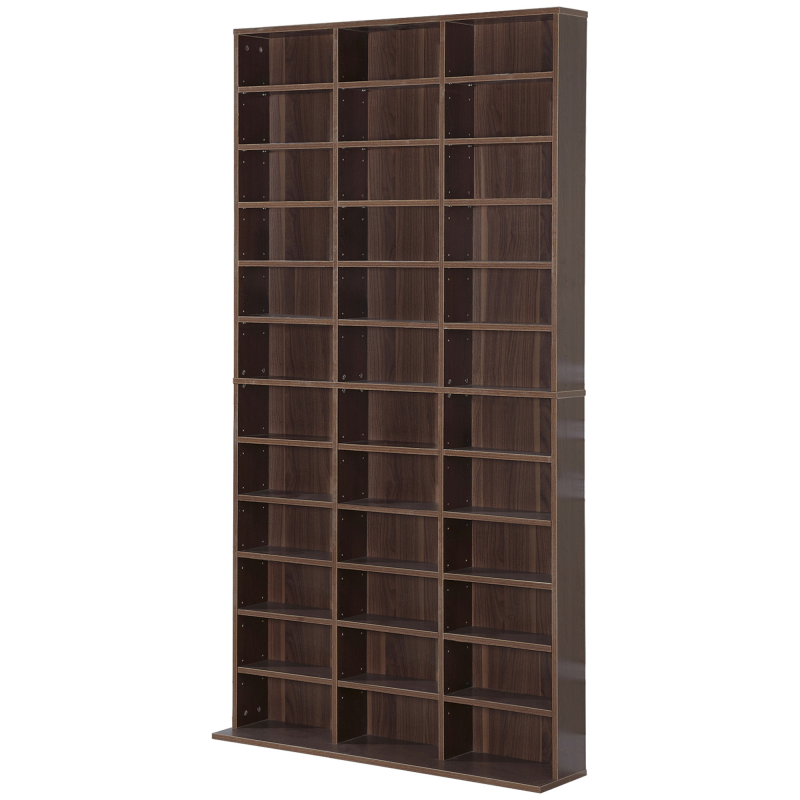 HOMCOM CD/DVD Regal Aufbewahrung Schrank für 1116 CDs 36 höhenverstellbare Fächer 102 x 24 x 195 cm Braun Aosom – Bild 1 von 2