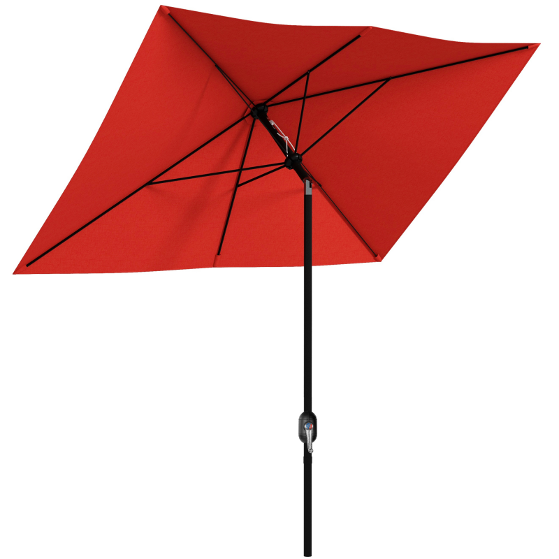 Outsunny Sonnenschirm rechteckig neigbar 2 x 3 m mit Kurbel wasserdichte Polyester-Hochdichtgewebe 180 g/m² rot Aosom – Bild 1 von 2