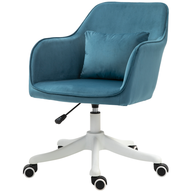 HOMCOM Bürostuhl aus Samt mit Massagefunktion und verstellbarer Höhe, 360° drehbar, Blau Aosom – Bild 1 von 2
