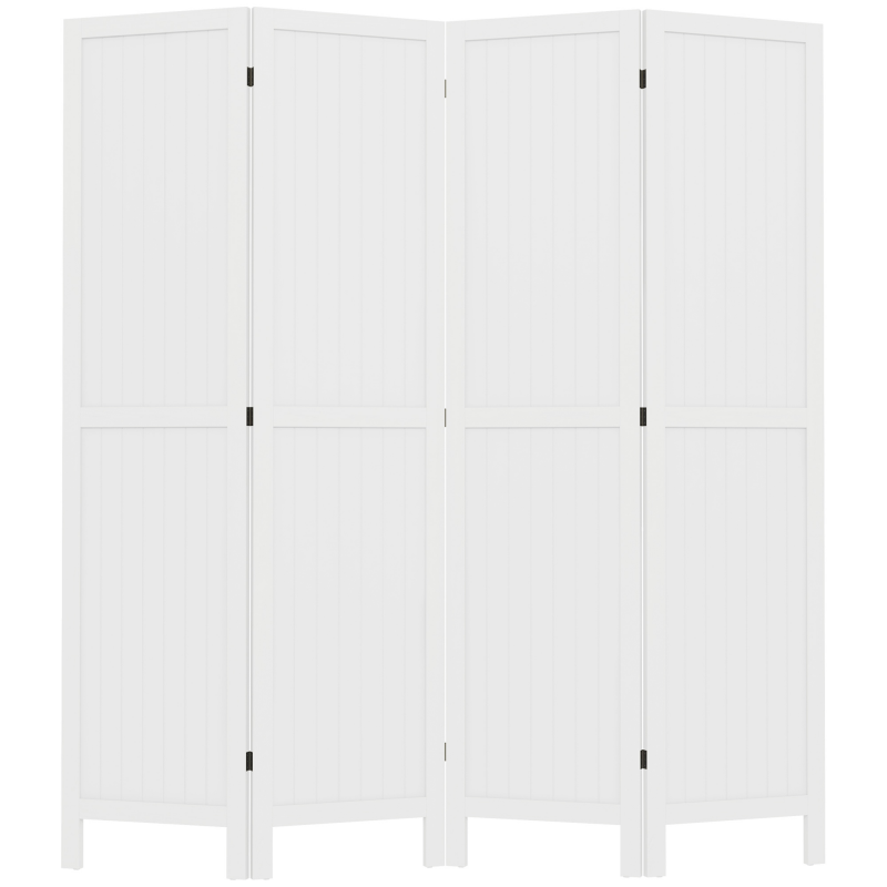 HOMCOM Innenraum-Trennwandschirm aus Holz, faltbarer 4-Panel-Paravent aus Holz, 160 x 170 cm, weiß Aosom – Bild 1 von 2