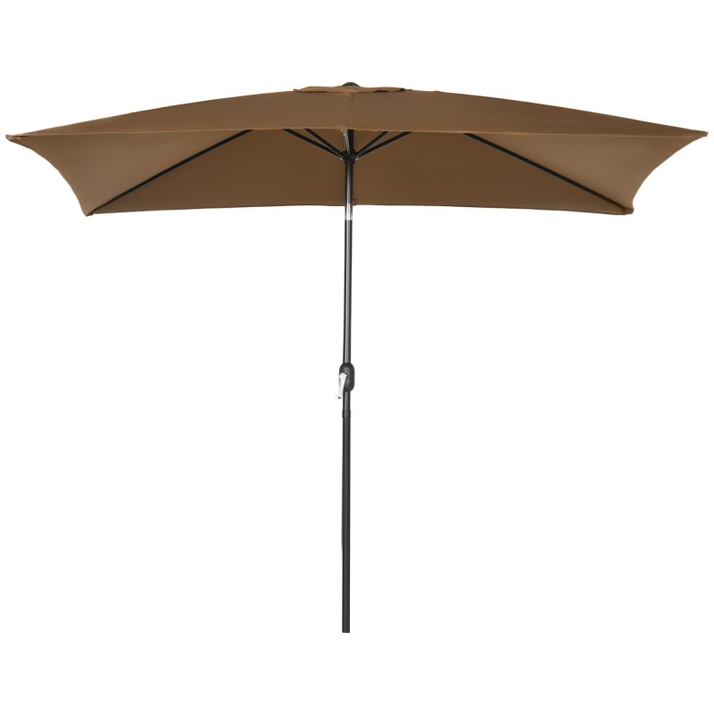 Outsunny Garten Sonnenschirm Rechteckig neigbar Aluminium Polyester 180 g/m² 3 x 2 m Braun Aosom – Bild 1 von 2