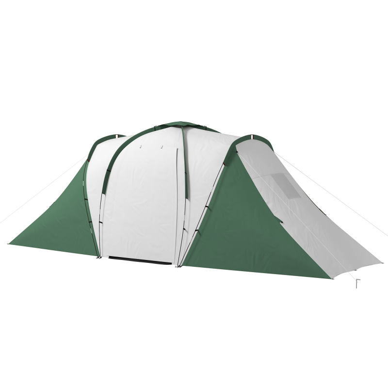 Outsunny Familien-Campingzelt 4-6 Pers. - wasserdichtes leichtes Tunnelzelt belüftet einfach aufzubauen - 2 große Türen - Maße 5,55L x 2,25B x 1,9H m Fiberglas Polyester, Grau und Grün Aosom – Bild 1 von 2