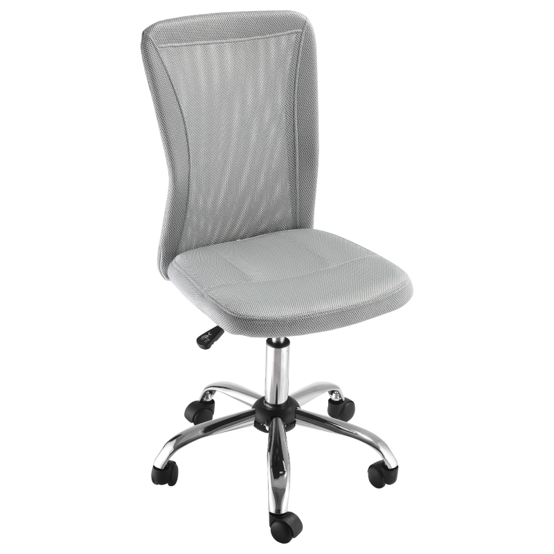 Vinsetto Bürostuhl ergonomisch höhenverstellbarer Bürostuhl mit verchromtem Fußgestell um 360° drehbarer Mesh-Stoffbezug Grau Aosom – Bild 1 von 2