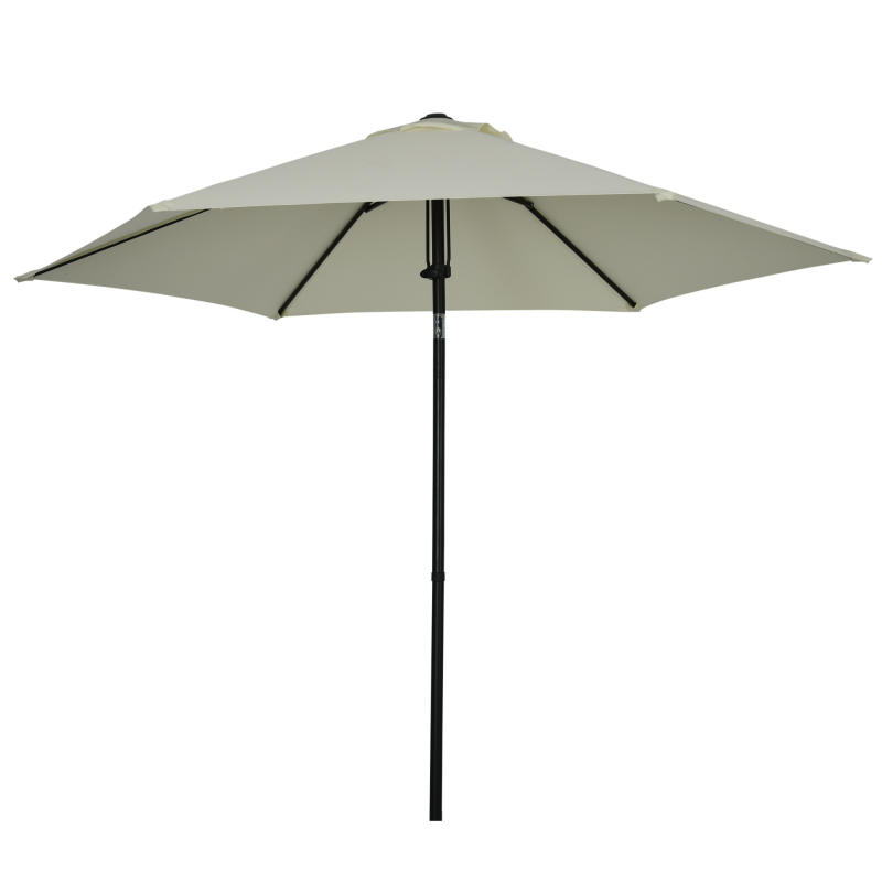 Outsunny Garten-Sonnenschirm neigbarer gerader Sonnenschirm mit manueller Drucköffnung mit Belüftung aus Metall Polyester mit hoher Dichte 180g/m² Abm. Ø 265 x 235H cm hellgrau Aosom – Bild 1 von 2