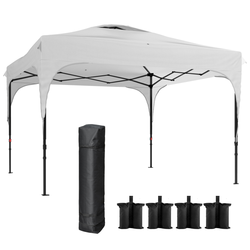 Outsunny Gartenpavillon Pop-Up Faltzelt mit abnehmbarer Seitenwand + Transporttasche Stahl Oxford-Gewebe 3 x 3 x 2,65 m weiß Aosom – Bild 1 von 2