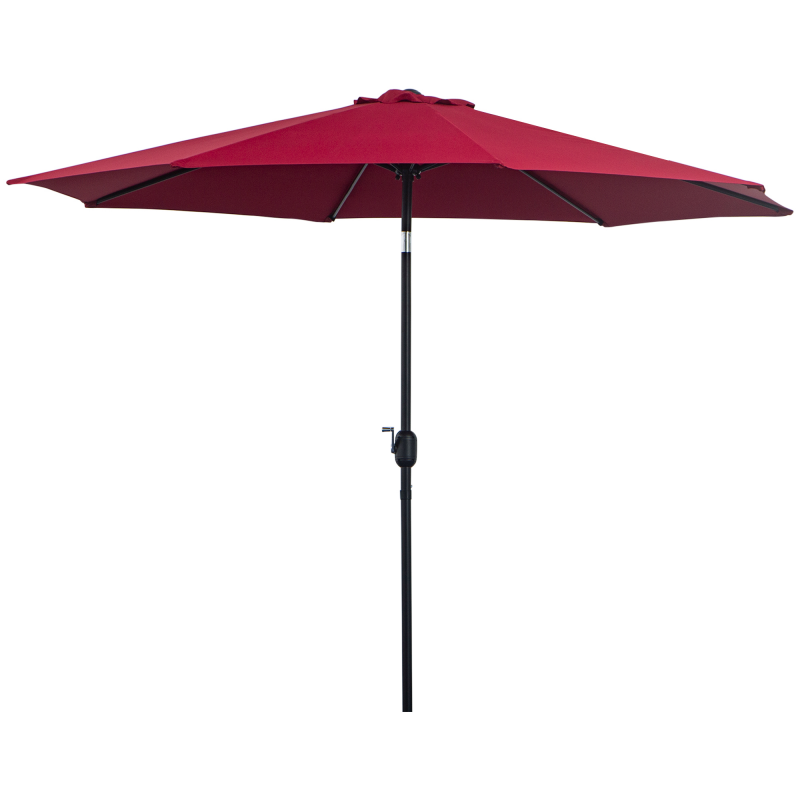 Outsunny Gartenschirm Balkonschirm Neigbar Ø 3 m Metall Rund Polyester 180g/m² Kurbel neigbar Bordeaux Aosom – Bild 1 von 2