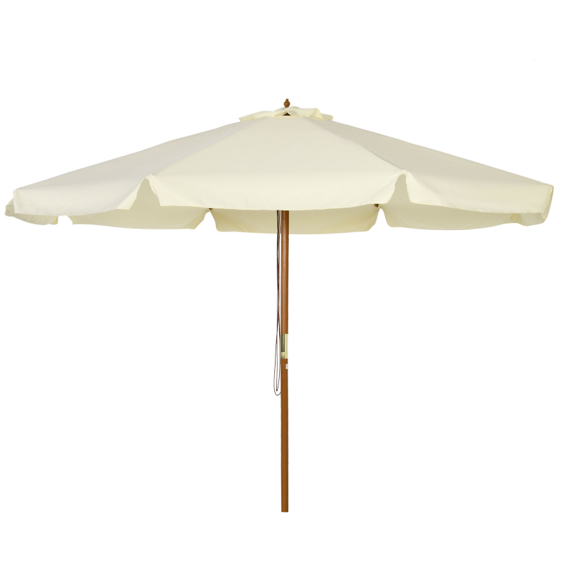 Outsunny Parasol Sonnenschirm rund groß Ø 3 m Bambusholz beige für den Garten Aosom – Bild 1 von 2
