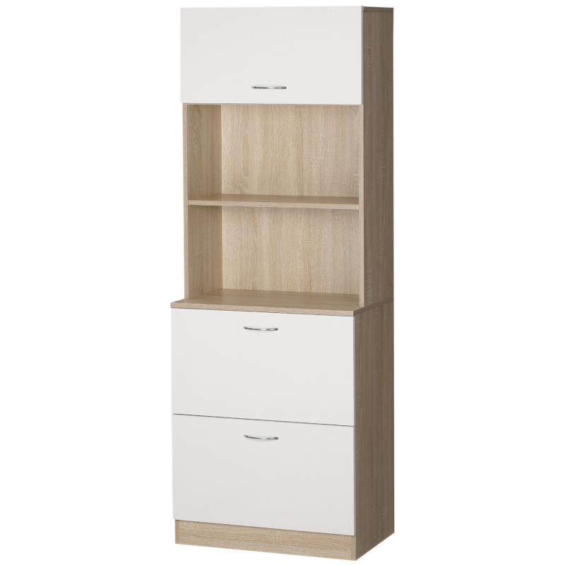 HOMCOM Küchenbuffet Küchenschrank Mehrzweckschrank 2 Schubladen 1 Schrank + große Arbeitsplatte 60 x 38 x 168 cm MDF weiß Aosom – Bild 1 von 2