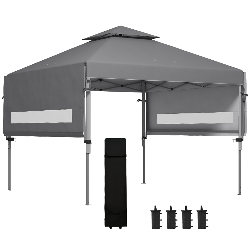 Outsunny Garten Pop-Up Pavillon Faltbar 5 x 3 m, Oxford-Gewebe mit 2 verstellbaren Seitenwänden, leicht aufzubauen, Transporttasche mit Rollen inklusive Aosom – Bild 1 von 2
