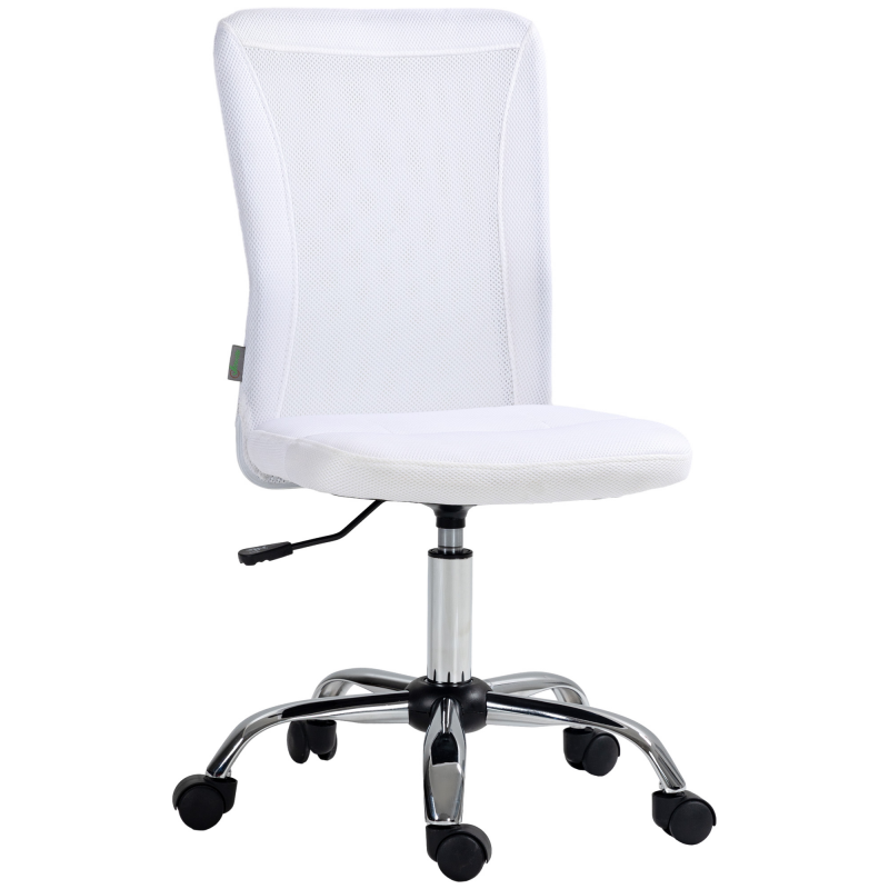 Vinsetto Bürostuhl ergonomisch höhenverstellbarer Bürostuhl verchromtes Gestell 360° drehbarer Mesh-Stoffbezug Weiß Aosom – Bild 1 von 2