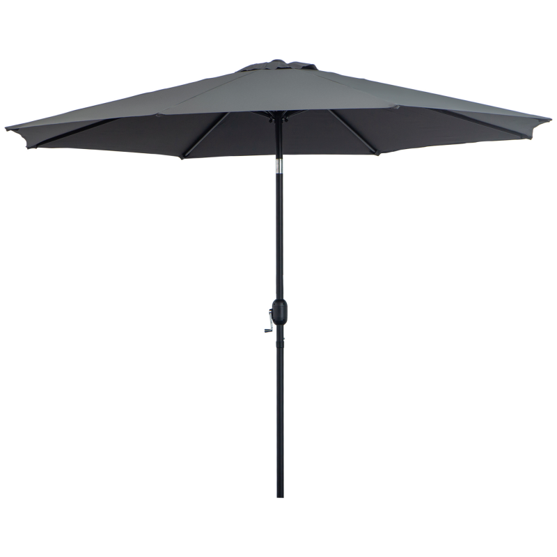 Outsunny Garten Sonnenschirm Balkonschirm Neigbar Ø 3 m aus Metall Rund Polyester 180g/m² neigbar Kurbel Dunkelgrau Aosom – Bild 1 von 2
