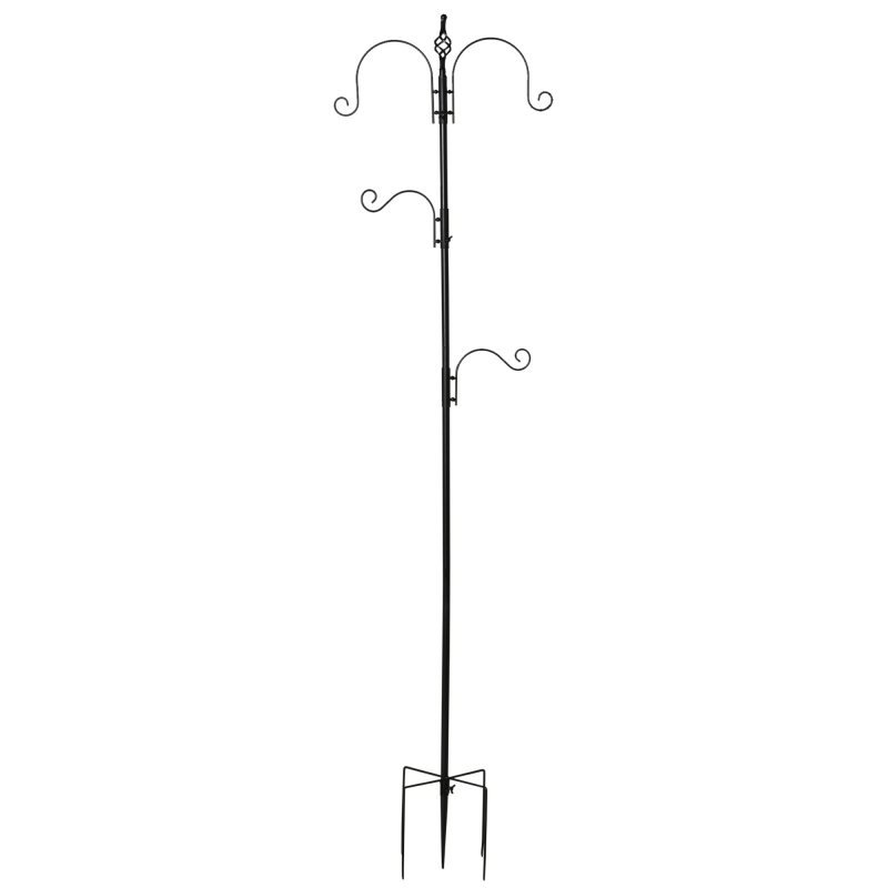PawHut Vogelfutterstation dekorative Vogelfutterstation für Wildvögel mit 4 Haken 54,5 x 54,5 x 208 cm Schwarz Aosom – Bild 1 von 2