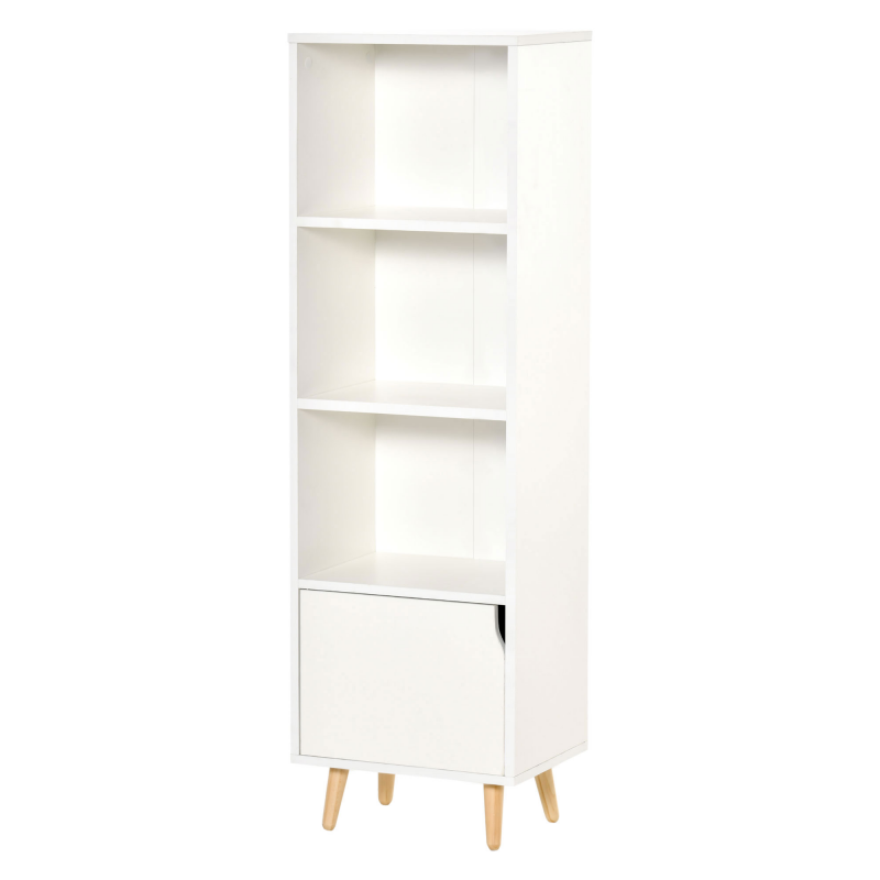 HOMCOM Bücherregal Regal Column Storage für Wohnzimmer, Badezimmer Weiß aus Holz Maße 40B x 30T x 130H cm Aosom – Bild 1 von 2