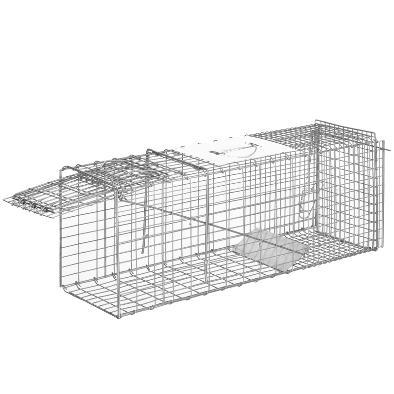 Outsunny Lebendfalle Klappbare Fangkäfig für kleine Tiere wie Ratten und Mäuse - 2 Türen + Griff - 81 x 26 x 35 cm - Stahl grau Aosom – Bild 1 von 2