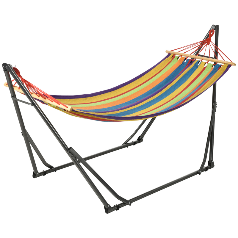 Outsunny Faltbare Gartenschaukel Hängematte mit gebogenem Metallgestell Epoxidharz Hängematte 1 Person maximale Belastung 120 kg Maße 270L x 100B x 94Hcm Aosom – Bild 1 von 2