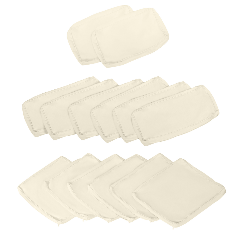 Outsunny Set mit 14 Ersatzbezügen für Gartenmöbelkissen - 6 Sitzkissenbezüge, 8 Rückenkissenbezüge - Reißverschluss Polyester wasserabweisend Beige Aosom – Bild 1 von 2