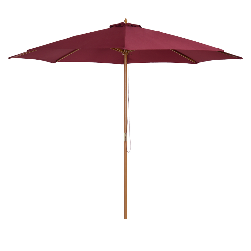 Outsunny Gerader Gartenschirm mit Doppeldach aus Holz, hochdichtes Polyestersegeltuch, Sonnenschutz Ø 3 x 2,5 m in Rot Aosom – Bild 1 von 2