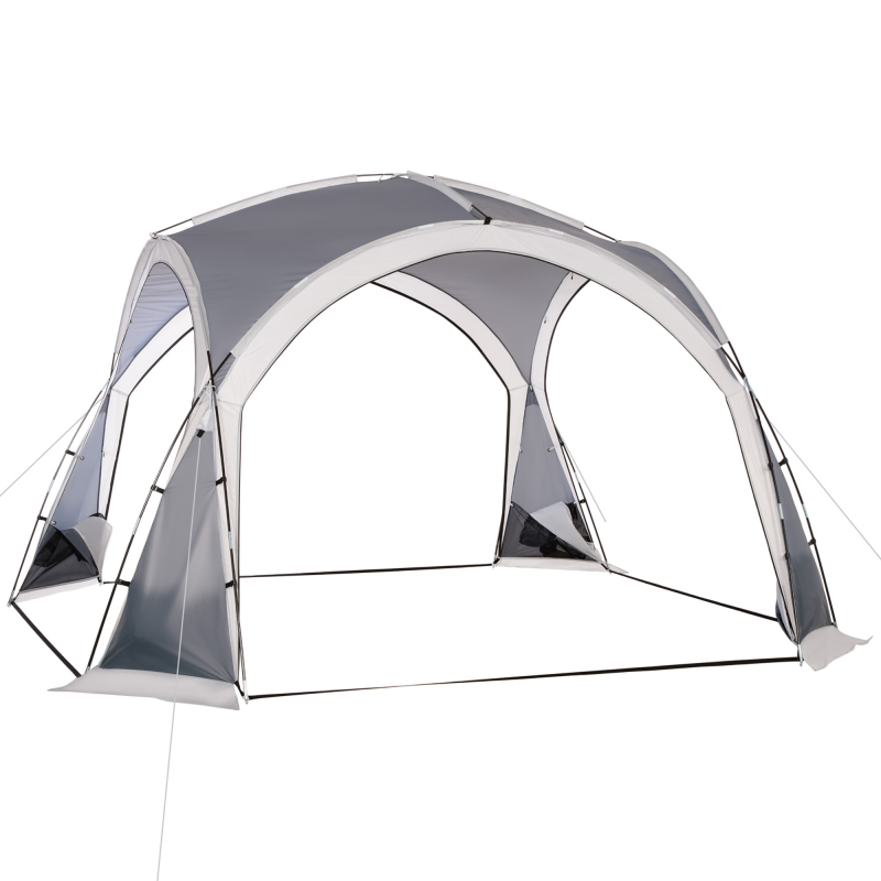 Outsunny Familien-Dome-Campingzelt für 6-8 Personen mit 4 Reißverschlusstüren, abnehmbarem Oxford-Stoff, Lampenhaken, Transporttasche Maße 350L x 350B x 230H cm - Weiß und Grau Aosom – Bild 1 von 2