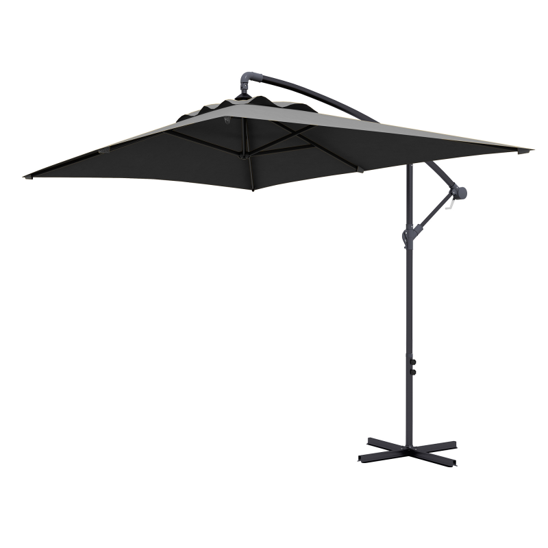 Outsunny Deichselsonnenschirm 3 x 2 m rechteckiger Außensonnen Schutz UV Grau Aosom – Bild 1 von 2