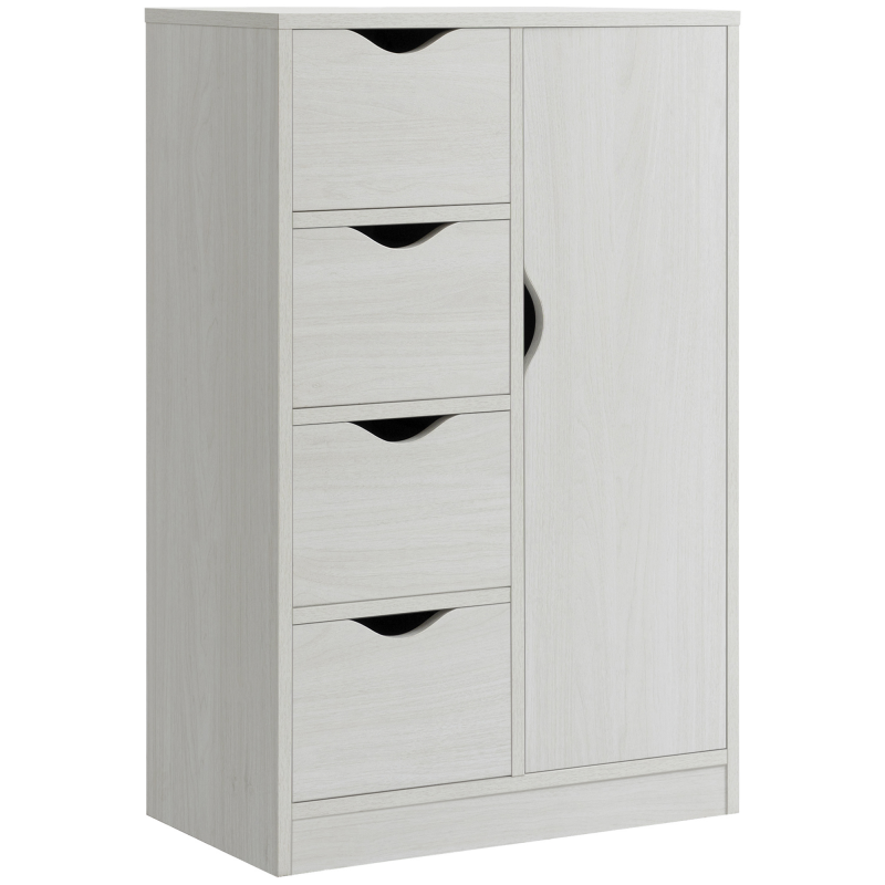 HOMCOM Aufbewahrungsschrank Sideboard Kommode modern 1 Schrank und 4 Schubladen - aus Holz - für Wohnzimmer, Küche, Eingangsbereich, Esszimmer - weiß Aosom – Bild 1 von 2