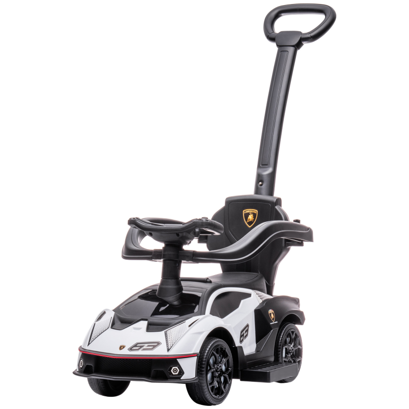 AIYAPLAY Kinder Rutscher Lamborghini Essenza SCV12 lizenziertes Babyspielzeugauto zum Schieben für Kinder von 1 bis 3 Jahren mit Schiebegriff, Geländer, Hupe und Lenkrad, Weiß Aosom – Bild 1 von 2