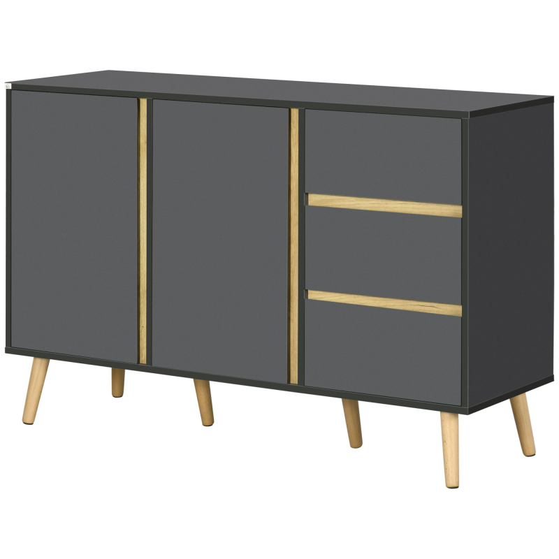 HOMCOM Sideboard mit Stil skandinavischer Möbel mit 2 Türen 3 Schubladen - 120 x 40 x 80 cm - Anthrazitgrau Aosom – Bild 1 von 2