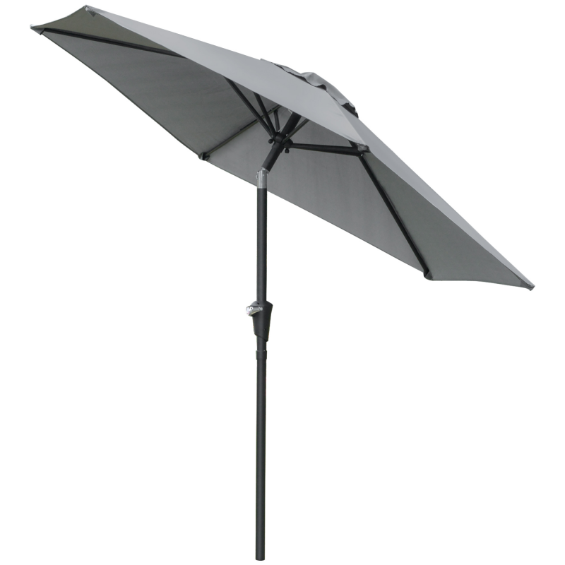 Outsunny Garten Sonnenschirm Hexagonal neigbar dim. Ø 2,3 x 2,16H m Metall Polyester grau Aosom – Bild 1 von 2