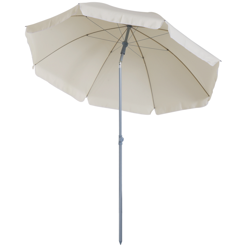 Outsunny Neigbarer Strandsonnenschirm achteckig Garten Ø 2 m Metall Polyester inkl. Transporttasche Creme Aosom – Bild 1 von 2