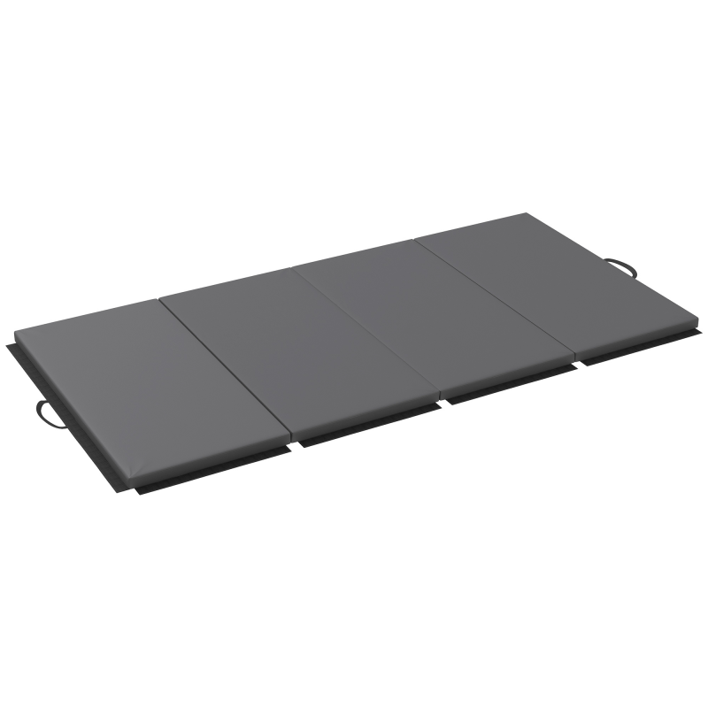 HOMCOM Faltbare Gymnastikmatte, dicke Gymnastikmatte, 240 x 120 x 5 cm, mit Griff, Bodenmatte für Yoga, MMA, Sport, Fitness, Pilates, synthetischer Bezug, Grau Aosom – Bild 1 von 2