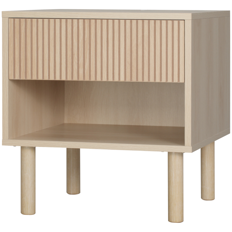 HOMCOM Nachttisch Nachtschrank mit Schublade und Fach Skandinavischer Stil 47 x 47 x 50 cm Naturholz Aosom – Bild 1 von 2