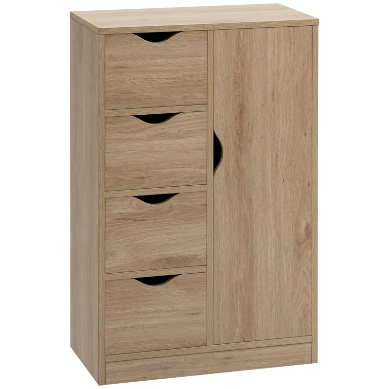 HOMCOM Aufbewahrungsschrank Sideboard modern mit 1 Schrank und 4 Schubladen - aus Holz - für Wohnzimmer, Küche, Eingangsbereich, Esszimmer - braun Aosom – Bild 1 von 2