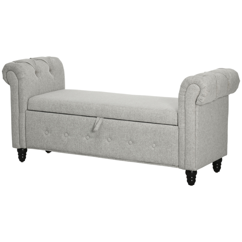 HOMCOM Aufbewahrungsbank Sitzbank Truhe 2-in-1 aus Leinenstoff mit Holzbeinen - 146,5 x 49 x 72 cm - Grau Aosom – Bild 1 von 2