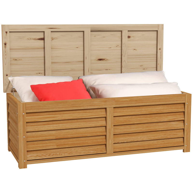 Outsunny Aufbewahrungstruhe für den Außenbereich Garten 176L aus Holz mit Griff, Maße: 130L x 50B x 45H cm Aosom – Bild 1 von 2