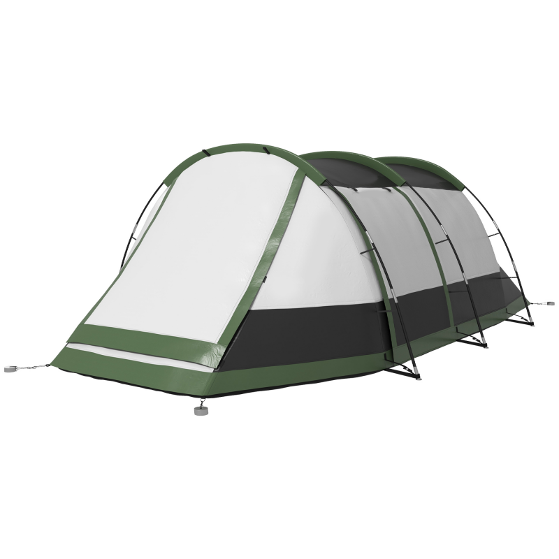 Outsunny Familien-Campingzelt 3-4 Pers. - Tunnelzelt mit wasserdichtem Vorbau 3000 mm leicht belüftet einfach aufzubauen - Transporttasche inklusive - grau Aosom – Bild 1 von 2