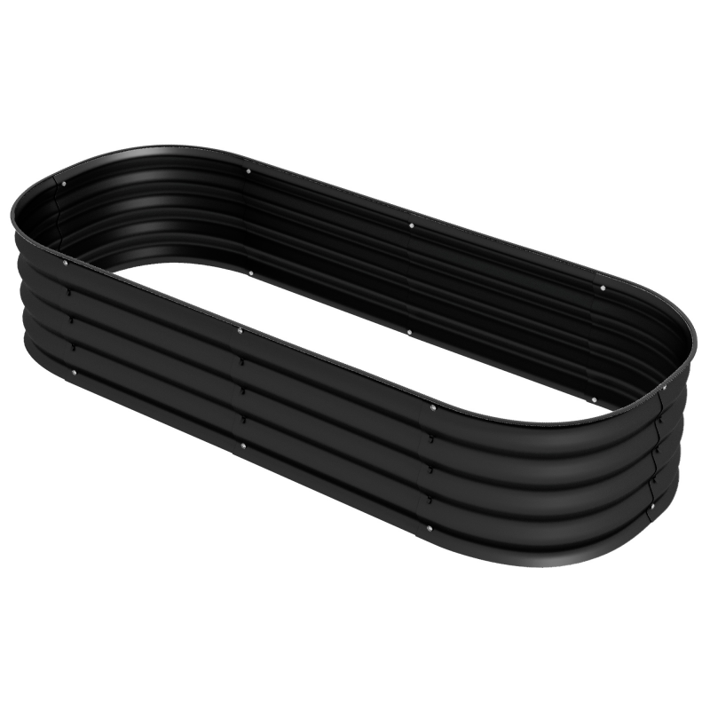 Outsunny Jardinière aufgestellt quadratisches Gartenbeet aus modularem Stahl für Gemüse, Pflanzen, Blumen, Abmessungen 150 x 62 x 30cm, Schwarz Aosom – Bild 1 von 2