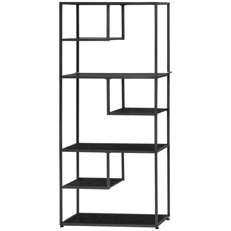 HOMCOM Bücherregal Regal mit 7 Ebenen, Rahmen aus Stahl im Industriestil für Wohnzimmer Schlafzimmer Küche - 83 x 34 x 180 cm Aosom – Bild 1 von 2