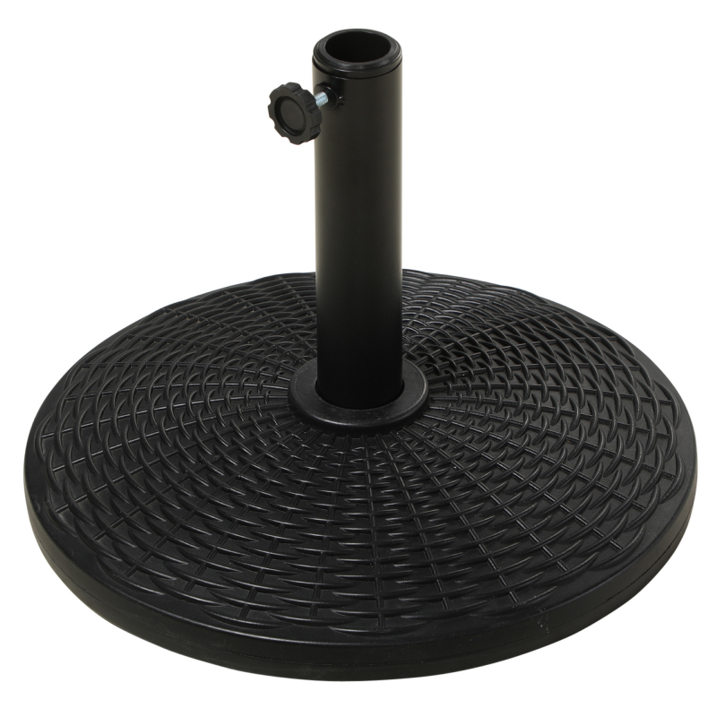 Outsunny Runder Sonnenschirm-Ständer mit einem Gewicht von Ø 44,5 x 32 cm, Netto 12,5 KG, Harz in schwarzer Bronzefarbe geflochten Aosom – Bild 1 von 2